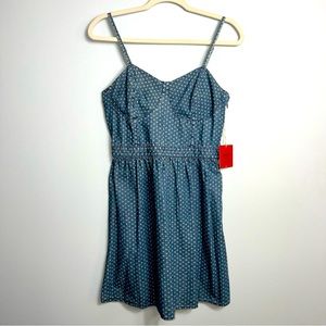 Mossimo denim dress print geometric circles polka dots jean sleeveless faded NWT
